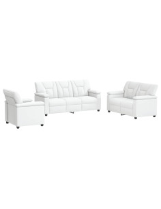 Set di divani 3 pcs Bianco Similpelle 2