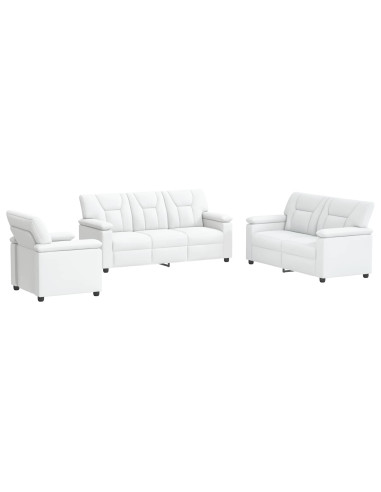 Set di divani 3 pcs Bianco Similpelle
