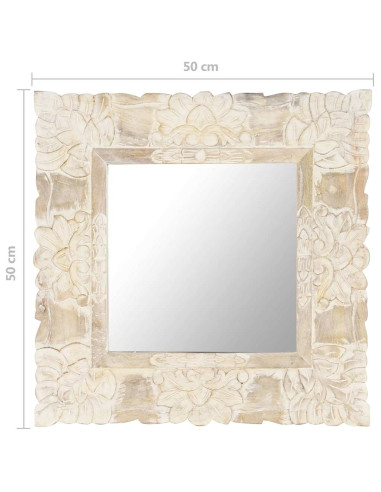 Specchio Bianco 50x50 cm in Legno Massello di Mango