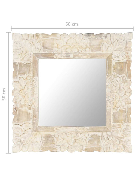 Specchio Bianco 50x50 cm in Legno Massello di Mango
