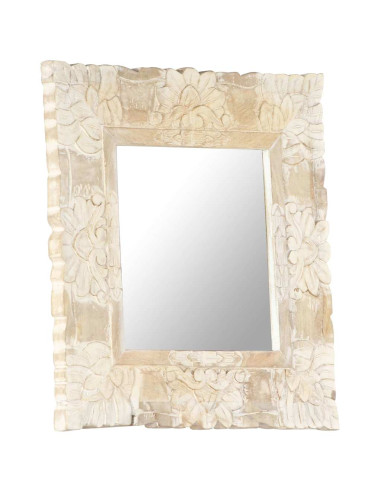 Specchio Bianco 50x50 cm in Legno Massello di Mango