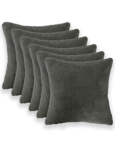 Federa 6 pcs HEERLEN Grigio Scuro 40 x 40 cm Bouclé