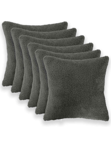 Federa 6 pcs HEERLEN Grigio Scuro 40 x 40 cm Bouclé