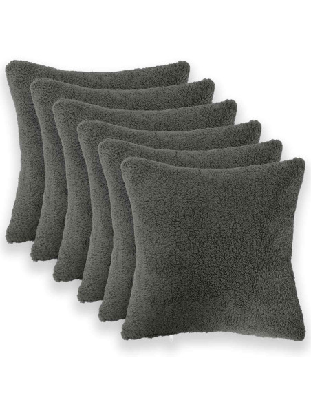 Federa 6 pcs HEERLEN Grigio Scuro 40 x 40 cm Bouclé