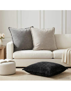 Federa 2 pz HOUTEN Grigio Scuro 65 x 65 cm Tessuto Chenille