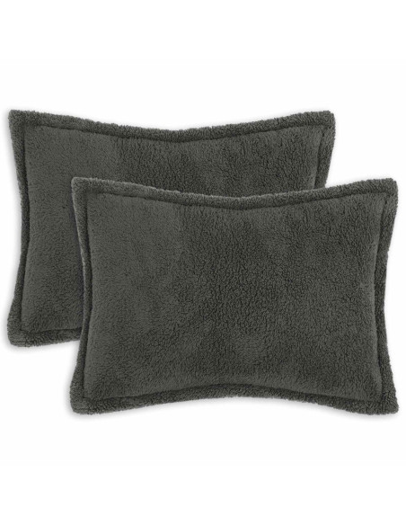 Federa 2 pcs HOUTEN Grigio Scuro 50 x 80 cm Bouclé