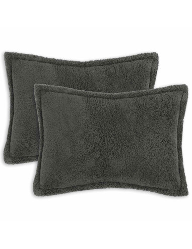 Federa 2 pcs HOUTEN Grigio Scuro 50 x 80 cm Bouclé