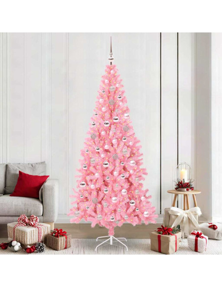 Albero di Natale con 300 LED con supporto Rosa 240 cm PVC