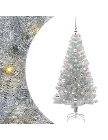 Albero di Natale con 150 LED con supporto Argento 150 cm PET