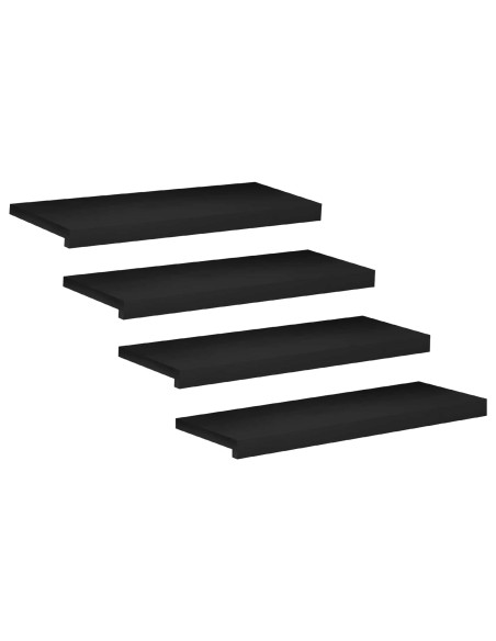 Tappeti per scale 4 pz 70 x 30 x 2 cm Nero