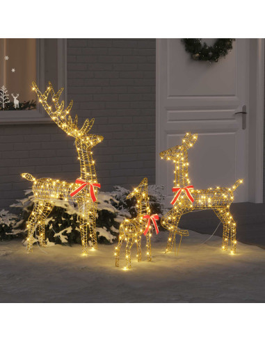 Famiglia di Renne 3 pz Bianco caldo 67 x 26 x 127 cm PET