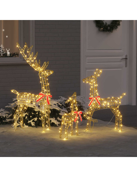 Famiglia di Renne 3 pz Bianco caldo 67 x 26 x 127 cm PET
