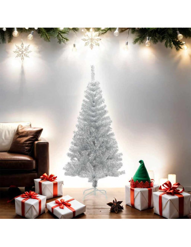 Albero di Natale Artificiale con Supporto Argento 150 cm PET
