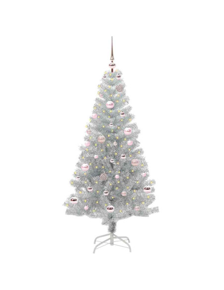Albero di Natale con 150 LED con supporto Argento 150 cm PET