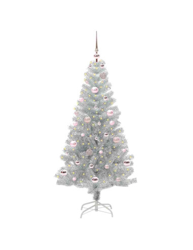 Albero di Natale con 150 LED con supporto Argento 150 cm PET