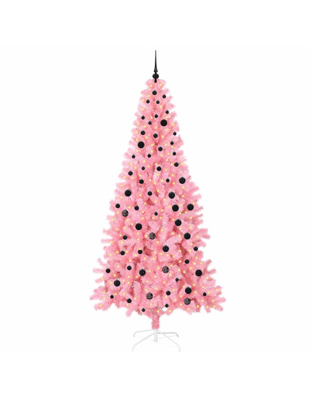 Albero di Natale con 300 LED con supporto Rosa 240 cm PVC