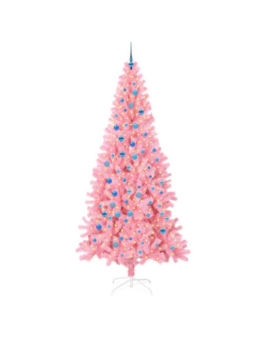 Albero di Natale con 300 LED con supporto Rosa 240 cm PVC