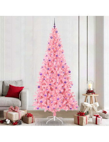 Albero di Natale con 300 LED con supporto Rosa 240 cm PVC