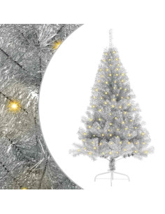 Albero di Natale artificiale con luci integrate Argento 120 cm 2