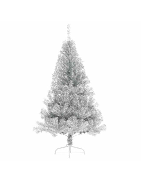 Albero di Natale artificiale con luci integrate Argento 120 cm