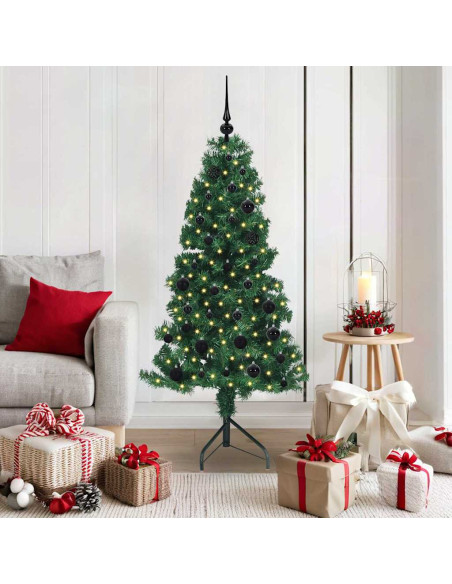 Albero di Natale Artificiale Angolare con 150 LED Verde 150 cm