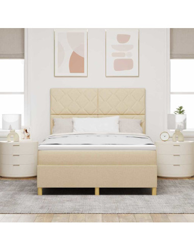 Letto a Sorgente LED con testiera Crema 140 x 200 cm Tessuto