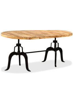 Tavolo da Pranzo in Legno Massello di Mango e Acciaio 180 cm 2