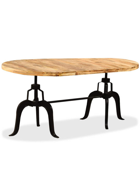 Tavolo da Pranzo in Legno Massello di Mango e Acciaio 180 cm