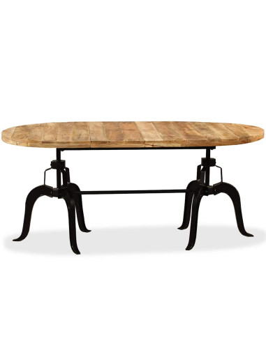Tavolo da Pranzo in Legno Massello di Mango e Acciaio 180 cm