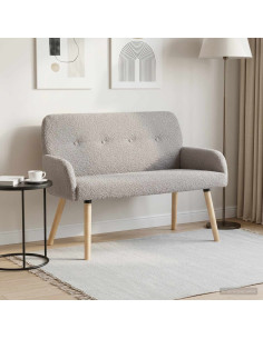 Divano a 2 Posti con Gambe in Legno Massello Grigio Chiaro
