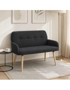 Divano a 2 Posti con Gambe in Legno Massello Grigio Scuro