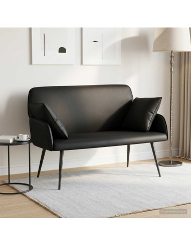 Divano a 2 posti con gambe in metallo 2 posto Nero Similpelle