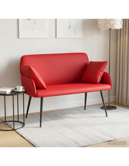 Divano a 2 posti con gambe in metallo 2 posto Rosso Similpelle