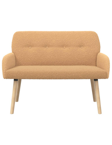 Divano a 2 Posti con Gambe in Legno Massello Beige Bouclé