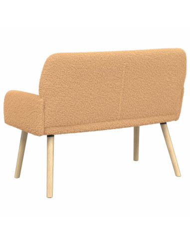 Divano a 2 Posti con Gambe in Legno Massello Beige Bouclé