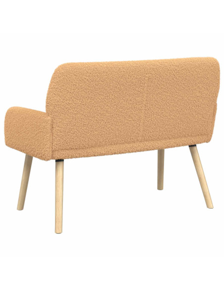 Divano a 2 Posti con Gambe in Legno Massello Beige Bouclé
