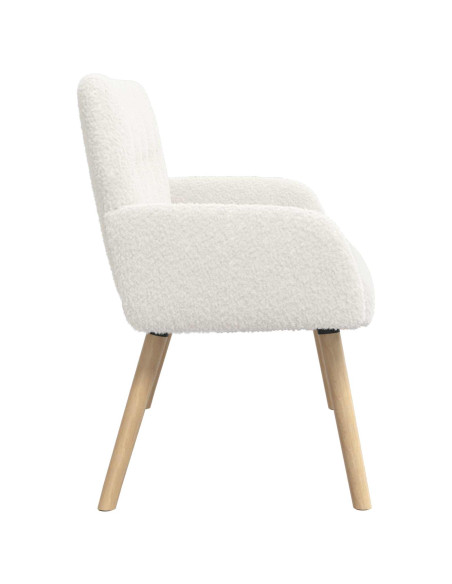 Divano a 2 Posti con Gambe in Legno Massello Crema Bouclé
