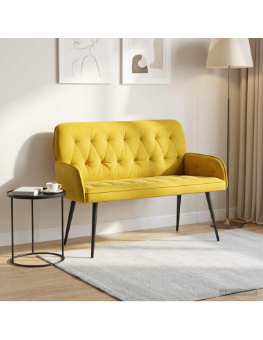 Divano a 2 posti con gambe in metallo 2 posto Giallo Velluto