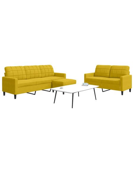 Set di Divani 3 pz con Cuscini giallo in Velluto