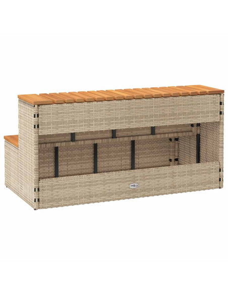 Bordo per Vasca Idromassaggio Beige Polyrattan&Massello Acacia