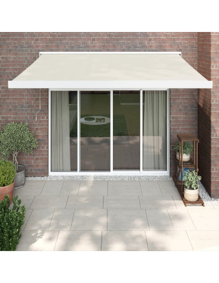 Tenda da Sole Retrattile Crema 3,5x2,5 m in Tessuto e Alluminio