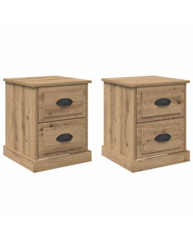 Armadio da Notte 2 pz Rovere artigianale 39 x 39 x 47.5 cm