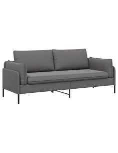 Divano 3-Persone 3 posto Grigio Scuro 222 x 81 x 89 cm Velluto 2