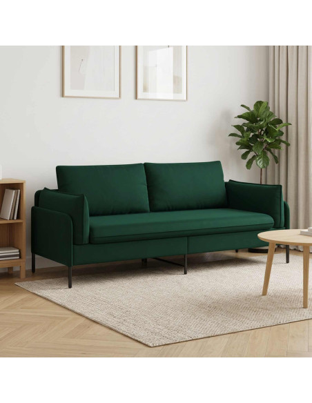 Divano 3-Persone Verde Scuro 222 x 81 x 89 cm Velluto