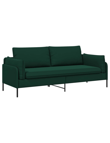 Divano 3-Persone Verde Scuro 222 x 81 x 89 cm Velluto