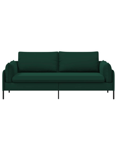 Divano 3-Persone Verde Scuro 222 x 81 x 89 cm Velluto