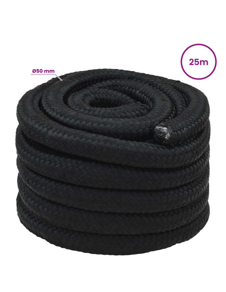 Corda multiuso 50 mm 25 m Nero PP 15000 kg Carico massimo