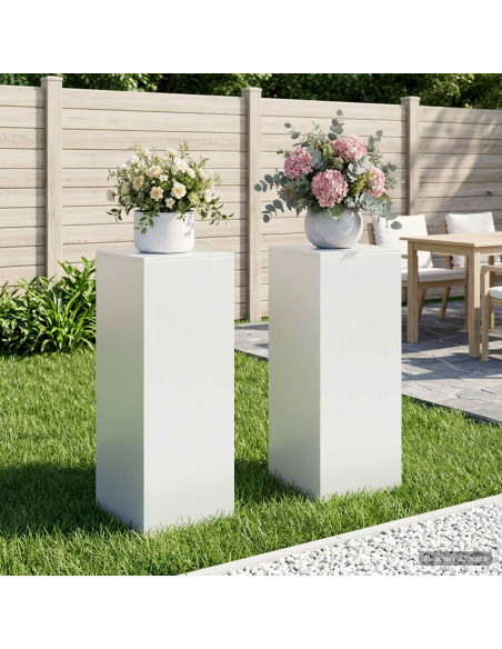 Supporto per piante 2 pcs Bianco 40 x 40 x 100 cm Acciaio