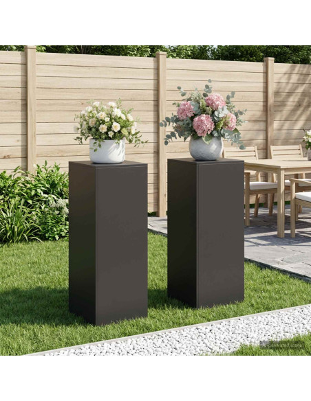 Supporto per piante 2 pcs Nero 40 x 40 x 100 cm Acciaio