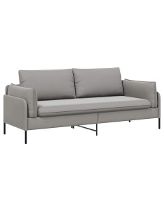 Divano 3-Persone Grigio Chiaro 222 x 81 x 89 cm Velluto 2